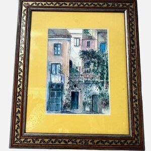 Jill Louise Campbell “Ancient Sharing” 10”x12” artwork with wood gold tone frame